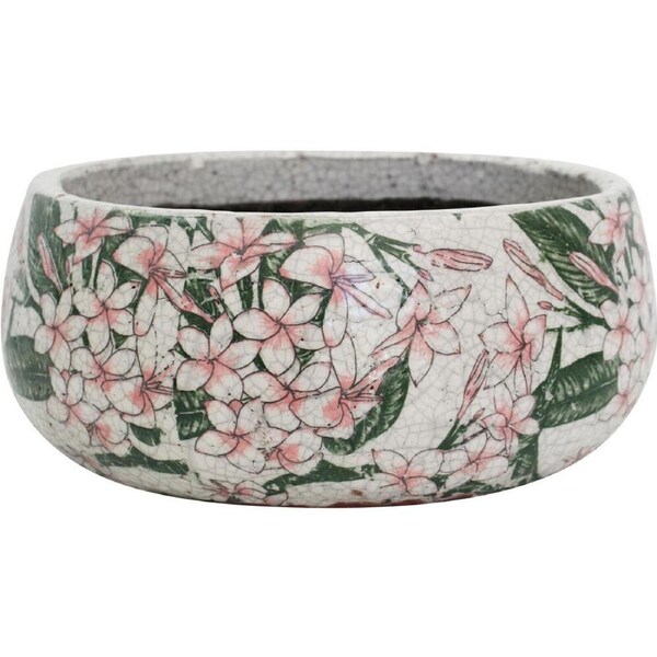 LVD Terracotta Outdoor Decorative Round Planter Pot 24x11cm Frangipani