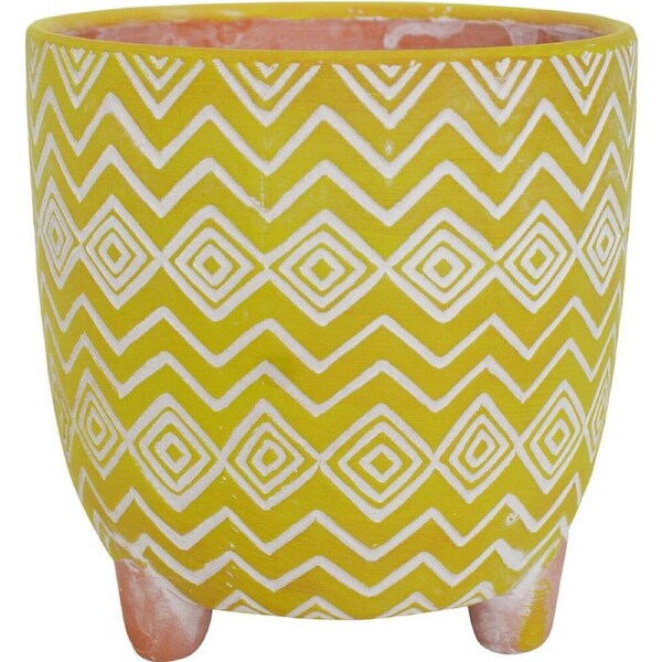 LVD Terracotta Ceramic Outdoor Planter Pot Large 16x16cm Funky Green