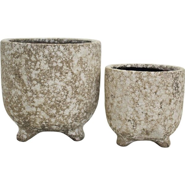 2pc LVD Tall Terracotta Decorative Planter Pot Set 20x19.5cm/15x15cm Mineral