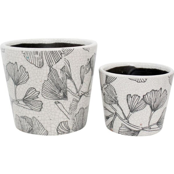 2pc LVD Terracotta Indoor Decorative Planter Pot Set 16x14cm/12x10cm Ginko