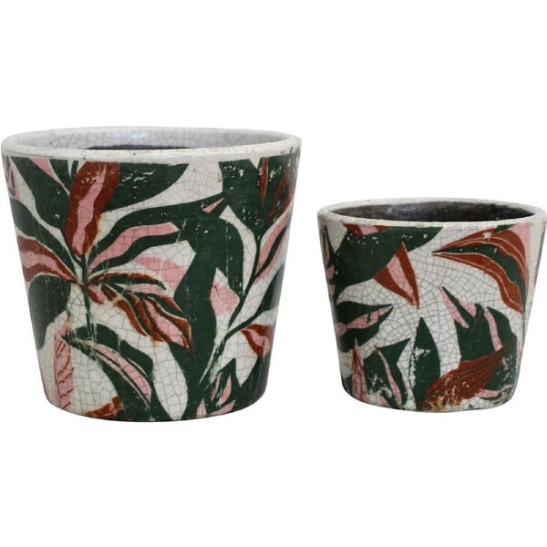 2pc LVD Terracotta Indoor Decorative Planter Pot Set 16x14cm/12x10cm Rainforest
