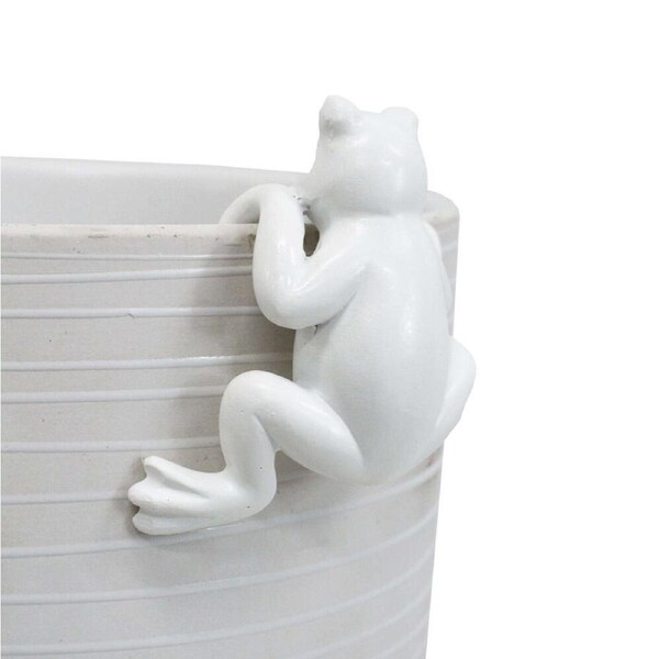 LVD Textured Resin Planter Pot Sitter Accessory Frog 8.5x4cm White
