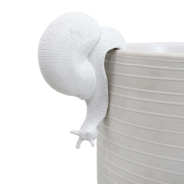 LVD Textured Resin Planter Pot Sitter Accessory Snail 3.5x10cm White
