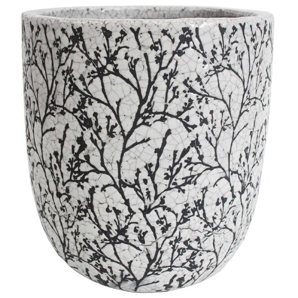 LVD Terracotta Decorative Tall Planter Pot 22x24cm Branching Black