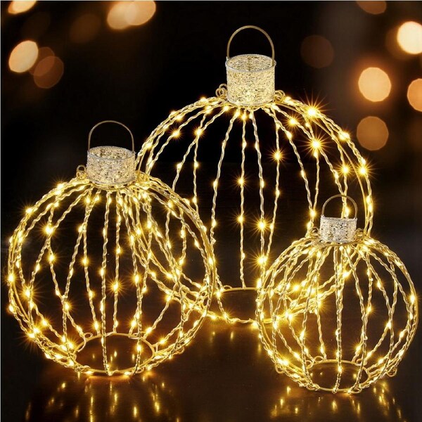 3 PCS Christmas Lights 320 LED Fairy Light Ball Decorations Jingle Jollys