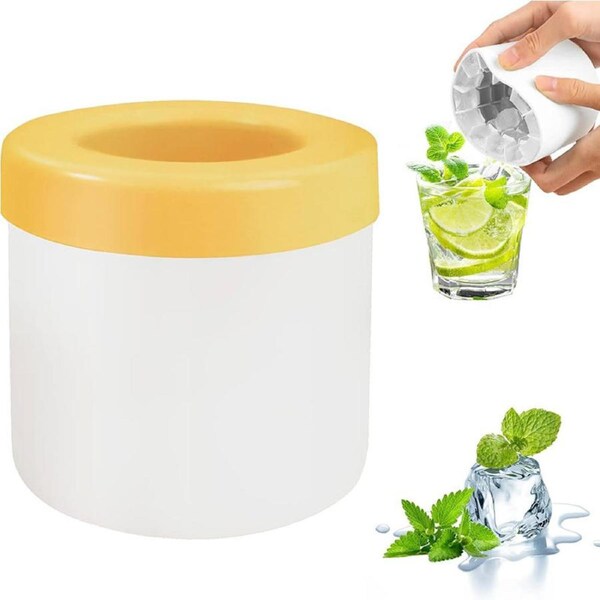 Nevenka Silicone Ice Cube Mold Easy Release Ice Cup for Freezer Whiskey-Yellow