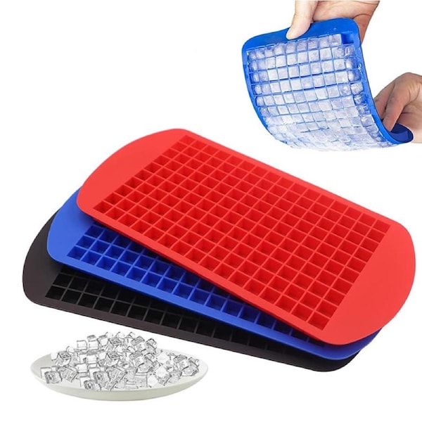 Nevenka 3 Pcs Silicone Mini Ice Cube Trays Easy Release for Chilling Cocktail-A