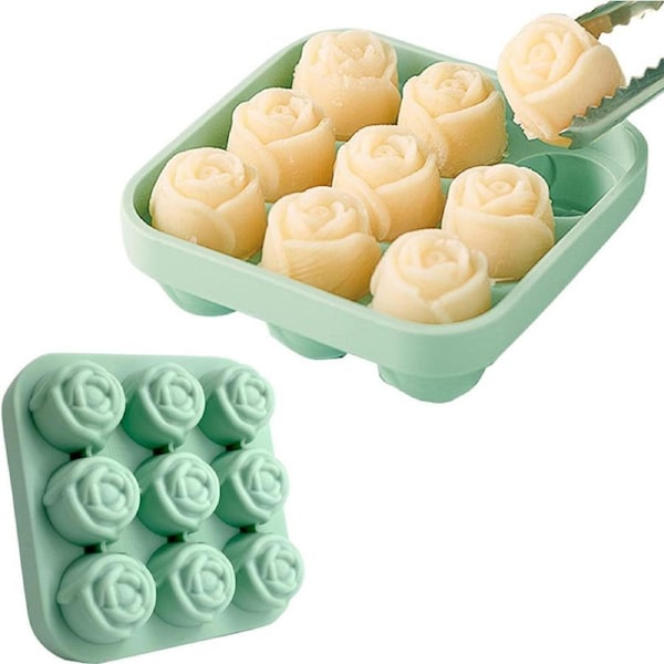 Nevenka 2 Pcs Ice Cube Tray Silicone 3D Rose Shaped Mold for Fruit Drinks-C