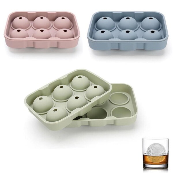 Nevenka 3 Pcs Silicone Ice Ball Molds 6 Cavity with Removable Lid for Cocktail