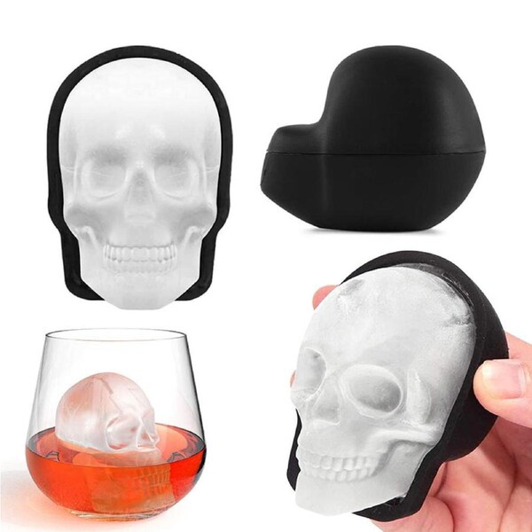 Nevenka 2 Pcs 3D Skull Ice Cube Mold Extra Large for Baking Chocolate Resin