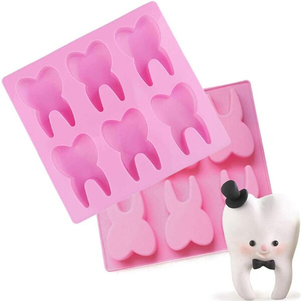 Nevenka 2 Pcs Funny Tooth Silicone Mold for Ice Chocolate Soap Making