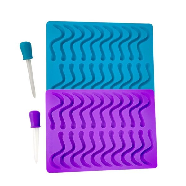 Nevenka 2 Pcs Worm Ice Cube Molds with Bonus Dropper for Gummy Cookie-B