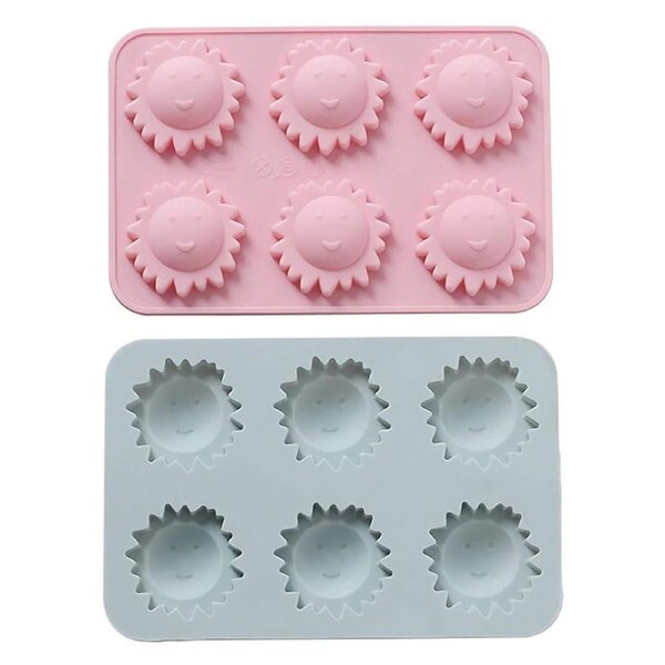 Nevenka 2 Pcs Sun Face Ice Cube Trays Silicone Mold for Gummy Baking