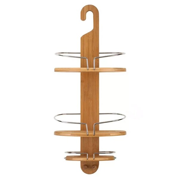 Bamboo Caddy Shower Organiser Bathroom with Hang Hook