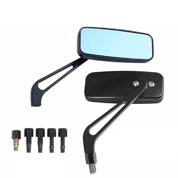 Black Universal Aluminum Rearview Motorcycle Side Mirrors 8/10mm