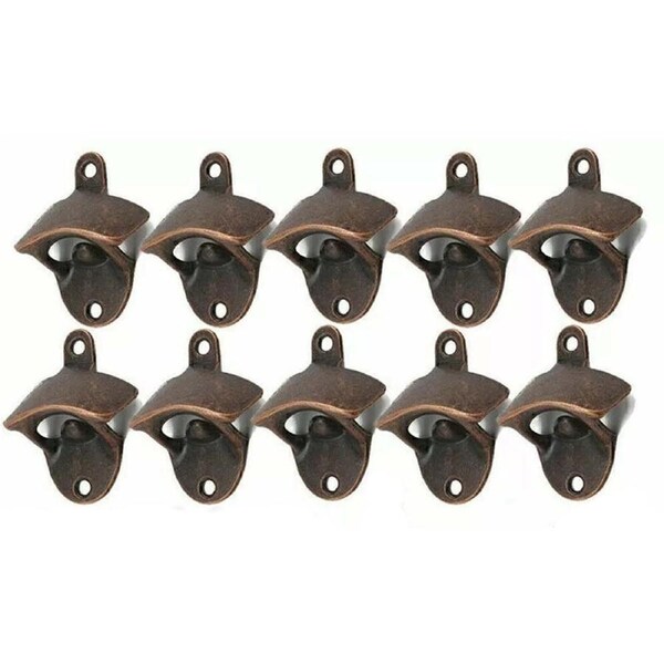 Wall Mounted Bottle Opener Beer Bar Decor Zinc Alloy Black 20pcs