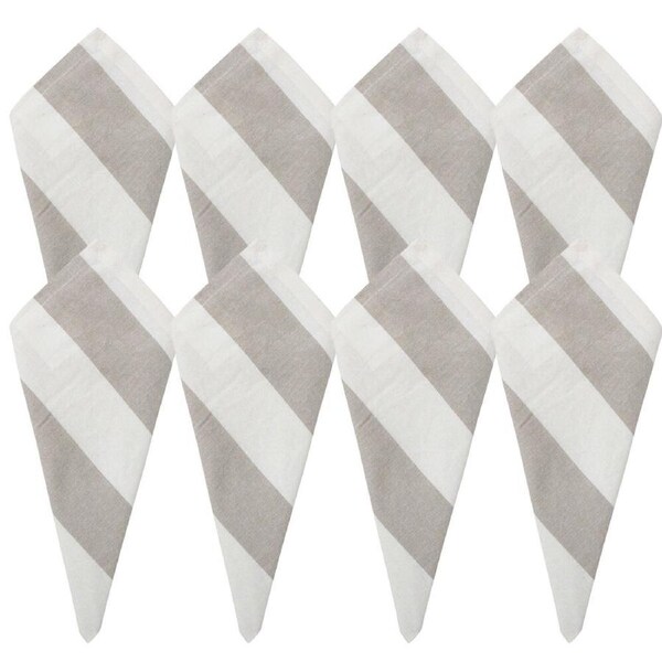 8PK LVD Stonewashed Chambray Cotton Striped Reusable Napkin 45x45cm Natural