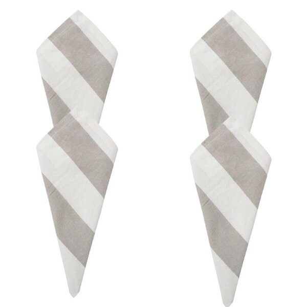 4PK LVD Stonewashed Chambray Cotton Striped Reusable Napkin 45x45cm Natural