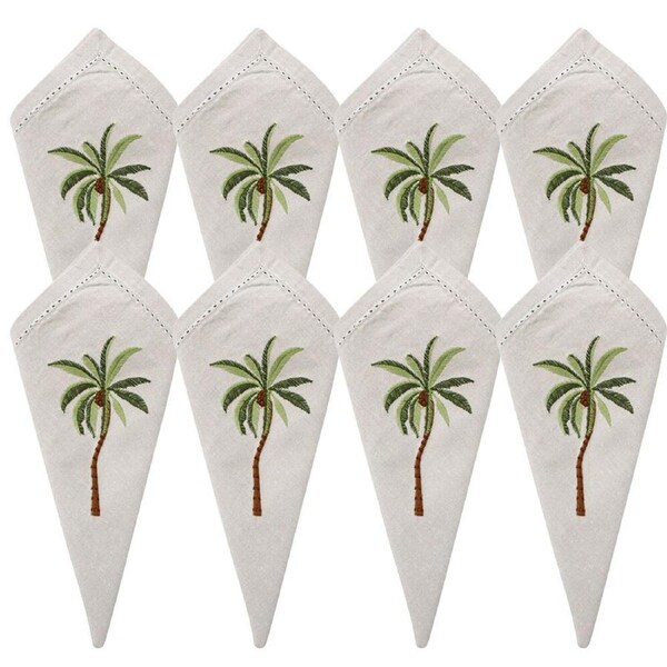 8PK LVD Stonewashed Chambray Cotton Reusable Table Napkin 45x45cm Palm