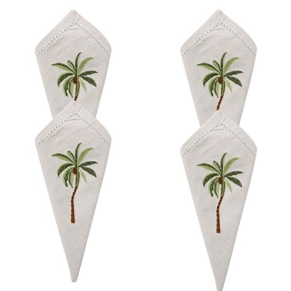 4PK LVD Stonewashed Chambray Cotton Reusable Table Napkin 45x45cm Palm