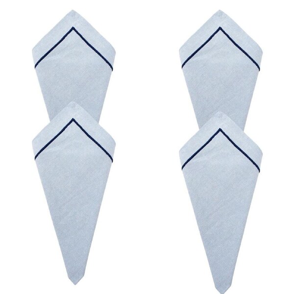4PK LVD Stonewashed Chambray Cotton Reusable Table Napkin 45x45cm Nautical Navy