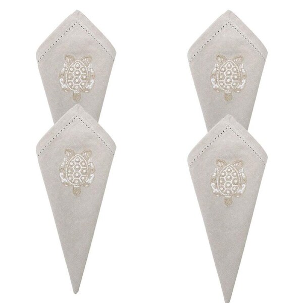 4PK LVD Stonewashed Chambray Cotton Reusable Table Napkin 45x45cm Turtle