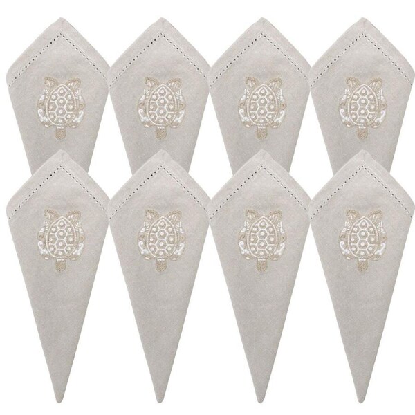 8PK LVD Stonewashed Chambray Cotton Reusable Table Napkin 45x45cm Turtle