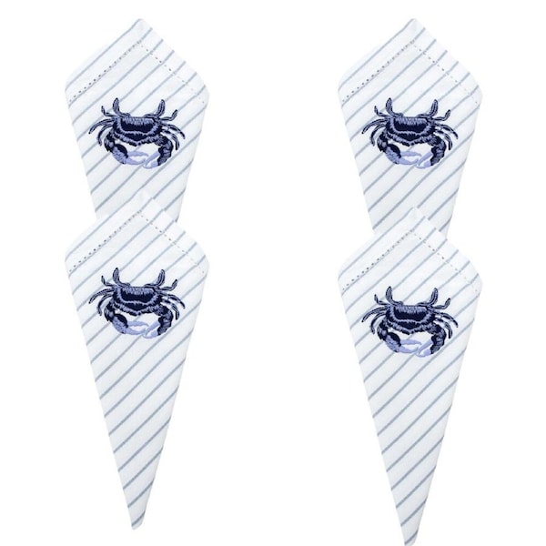 4PK LVD Stonewashed Chambray Cotton Striped Reusable Napkin 45x45cm Crab