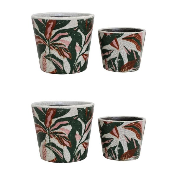 2x 2pc LVD Terracotta Indoor Decorative Planter Set 16x14cm/12x10cm Rainforest