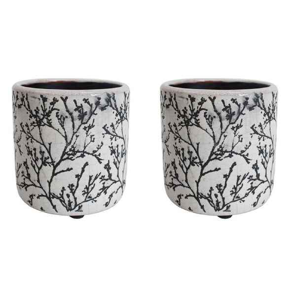 2PK LVD Terracotta Decorative Straight Planter Pot 12.5x12.5cm Branching