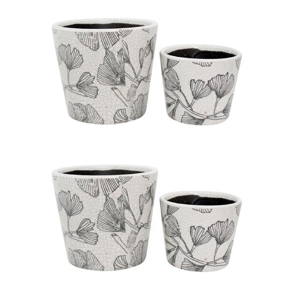 2x 2pc LVD Terracotta Indoor Decorative Planter Pot Set 16x14cm/12x10cm Ginko