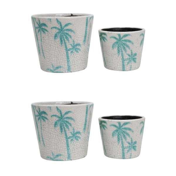 2x 2pc LVD Terracotta Indoor Decorative Planter Pot Set 16x14cm/12x10cm Island