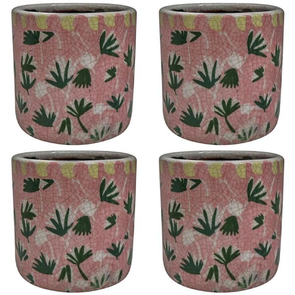 4PK LVD Terracotta Decorative Straight Planter Pot 12.5x12.5cm Funky Pink
