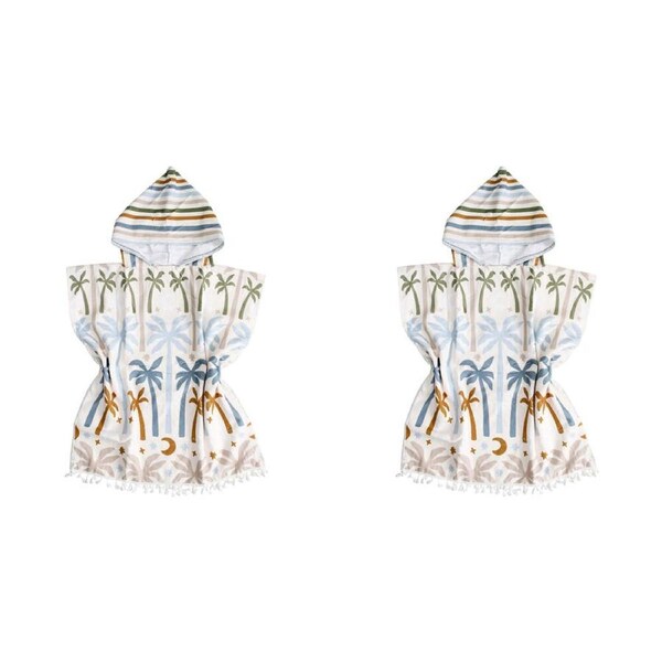 2PK LVD Microfibre Soft Kids Towel Hooded Poncho w/ Bag 70x70cm Retreat