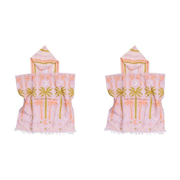 2PK LVD Microfibre Soft Kids Towel Hooded Poncho w/ Bag 70x70cm Escape