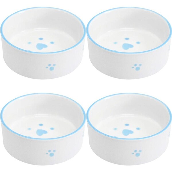 4PK LVD Ceramic Small/Medium Pet Drinking/Feeding Bowl 13x5cm Blue Paws