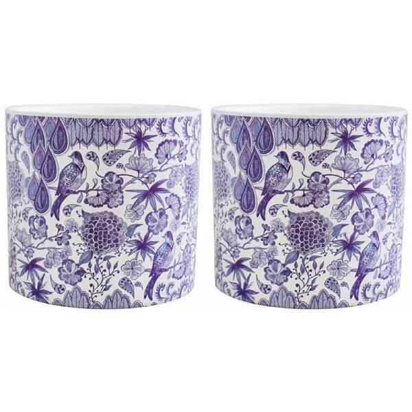 2PK LVD Ceramic Decorative Indoor Planter Pot Vintage 12.5x12cm Blue/White