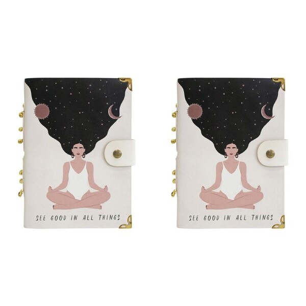 2PK LVD Leather Cover Paper Notebook Writing Journal 18x13cm See Good Gold