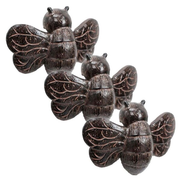 3PK LVD Textured Resin Planter Pot Sitter Accessory Bumblebee 3x10cm Black