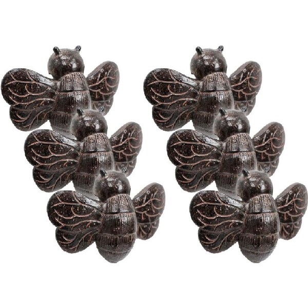 6PK LVD Textured Resin Planter Pot Sitter Accessory Bumblebee 3x10cm Black