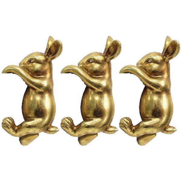3PK LVD Textured Resin Planter Pot Sitter Accessory Rabbit 4x10cm Gold