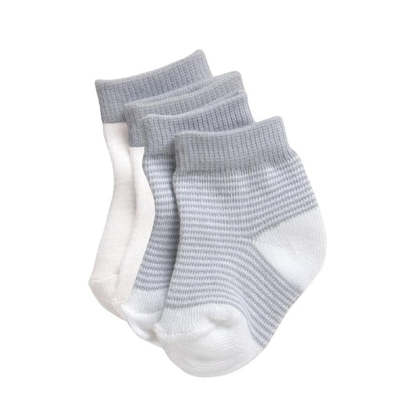 Playette 2 Pack Preemie Fashion Socks Grey/White