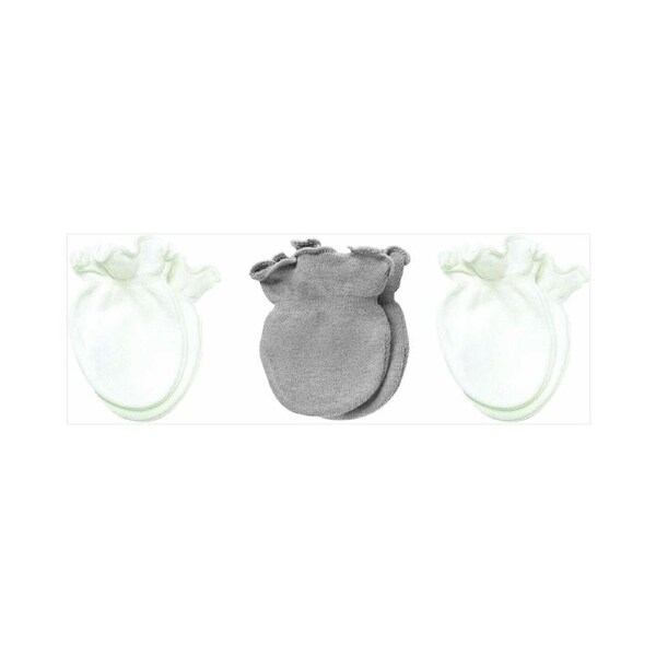 Playette 3 Pack Preemie Mittens Grey/White