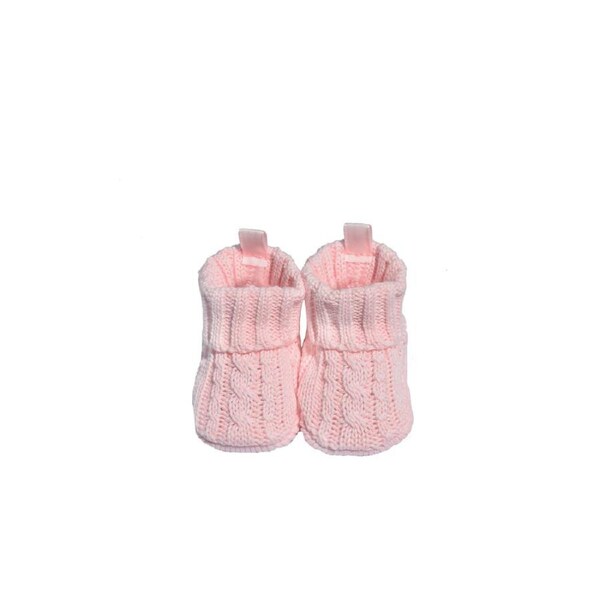 Playette Cable Knitted Booties - Pink - 0-6 months