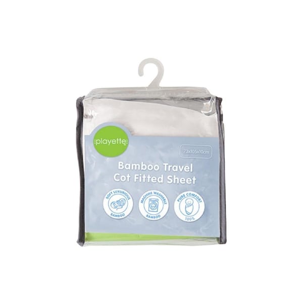 Playette Bamboo Travel Cot Fitted Sheet White