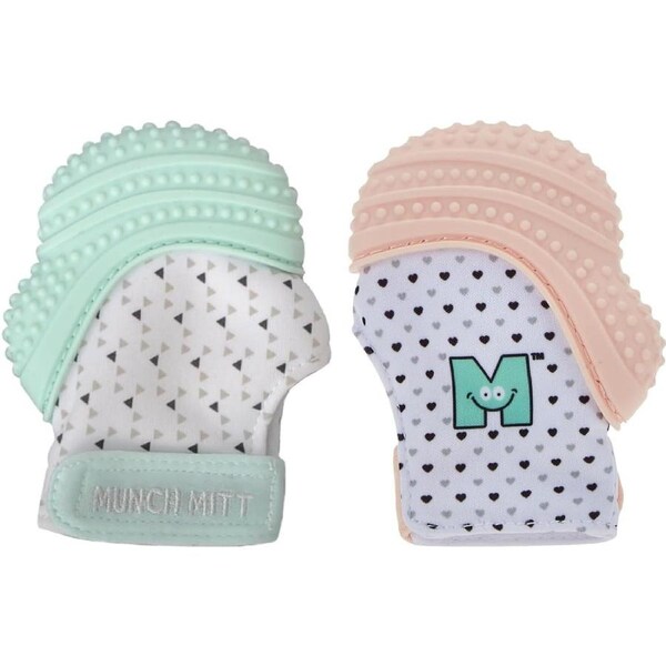 Malarkey Kids Munch Mitt Teething Mitten - 2 Pack - Mint, Pink