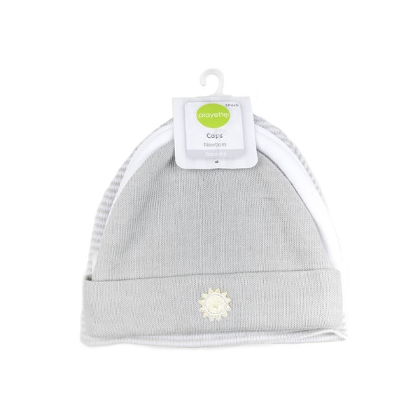 Playette 3 Pack Knitted Caps Grey/White