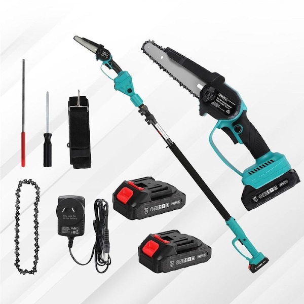 Giantz 6 Inch Cordless Pole Chainsaw Telescopic 130-250cm Tree Trimmer Kit 20V Lithium Battery