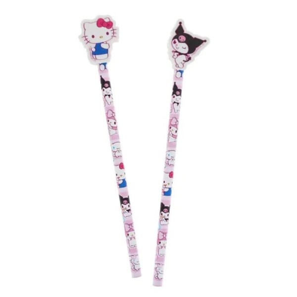 Hello Kitty and Friends Sweets - Hello Kitty & Kuromi Pencil & Eraser Topper (Set of 2)