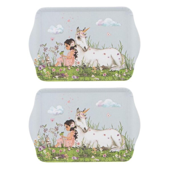 2pc Ashdene My Unicorn Rectangular Serving Scatter Tray 21x14.2cm
